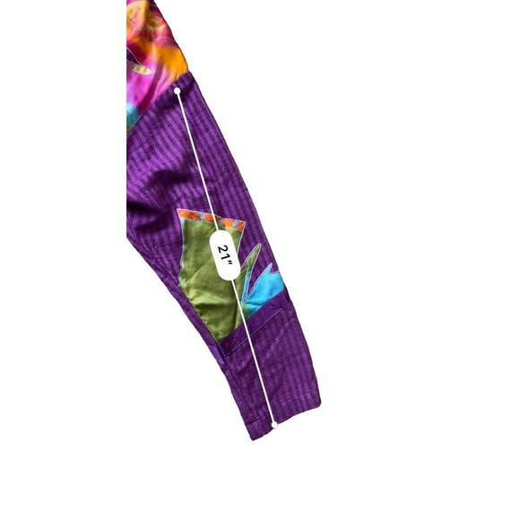 Jamie Womens Y2K Boutique Blazer Jacket Small Purple Silk Abstract Art Hippie Bo - Picture 8 of 8